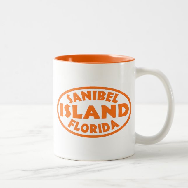 Tasse 2 Couleurs Sanibel Island Florida orange ovale (Droit)