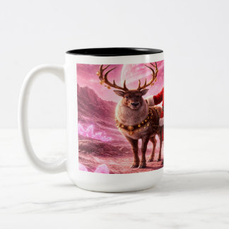 Tasse 2 Couleurs Santa arrive sur la planète rose