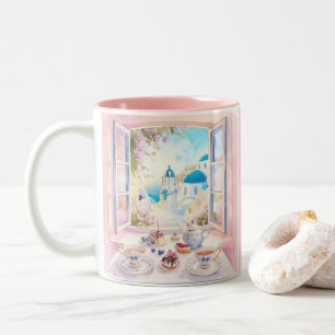 Tasse 2 Couleurs Santorin Grec Traitements gâteaux Desserts Café
