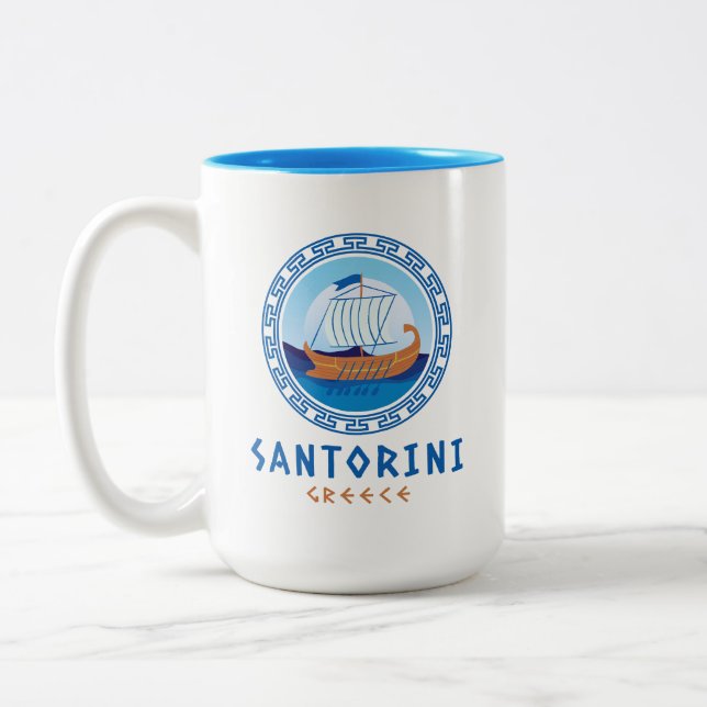 Tasse 2 Couleurs Santorin, Grèce Conception de navires grecs (Gauche)