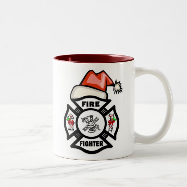 Tasse 2 Couleurs Sapeur-pompier le père noël (Droit)