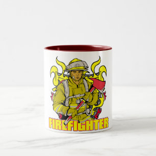 Tasse 2 Couleurs Sapeur-pompier travaillant