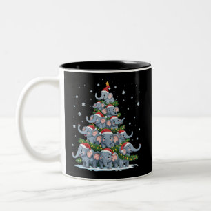 Tasse 2 Couleurs Sapin de Noël Éléphant Drôle Mignon Éléphant