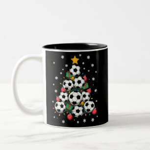 Tasse 2 Couleurs Sapin de Noël Football Joueur Amateur de Sport Noë