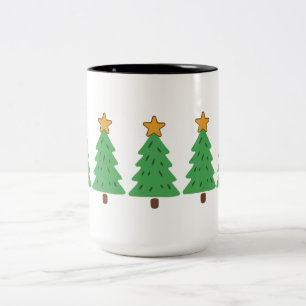 Tasse 2 Couleurs Sapin de Noël simple 