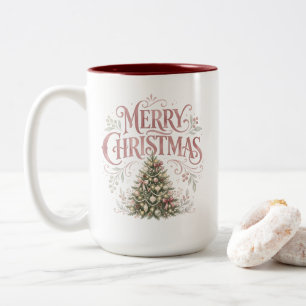 Tasse 2 Couleurs Sapin de Noël traditionnel rose Pinkmas
