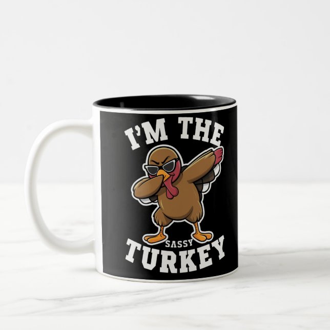 Tasse 2 Couleurs Sassy Turquie jumelle la famille Thanksgiving Part (Gauche)