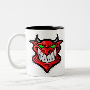 Tasse 2 Couleurs satan tête visage démon de dessin