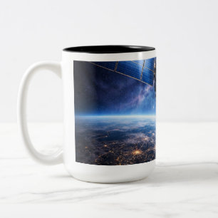 Tasse 2 Couleurs Satellite Au-Dessus de la Planète