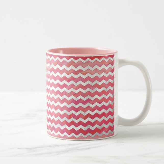 Tasse 2 Couleurs Saumon Swirl Chevron Motif (Droit)