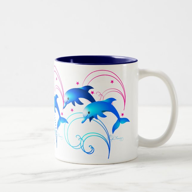 Tasse 2 Couleurs Saut des dauphins (Droit)