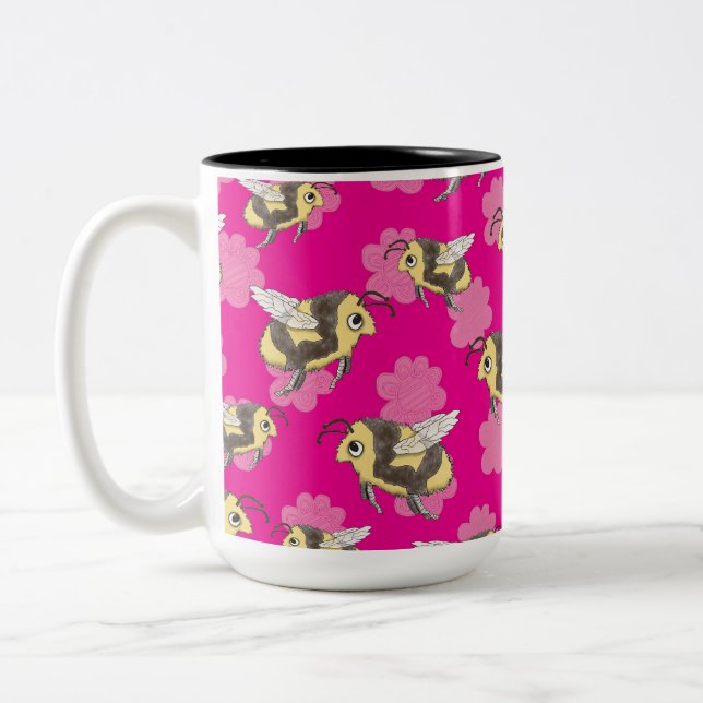 Tasse 2 Couleurs Sauvez les abeilles sur arrière - plan rose (Gauche)