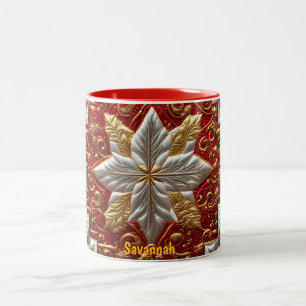 TASSE 2 COULEURS SAVANNAH ~ OEUVRE DE PATCHWORK ~ MOTIF DE NOËL ~