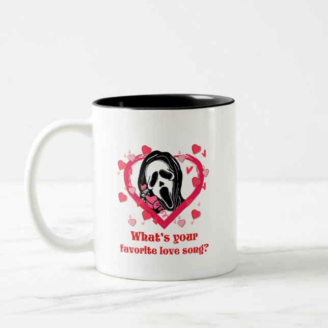 Tasse 2 Couleurs Scam ghostface valentine's day film d'horreur  (Gauche)