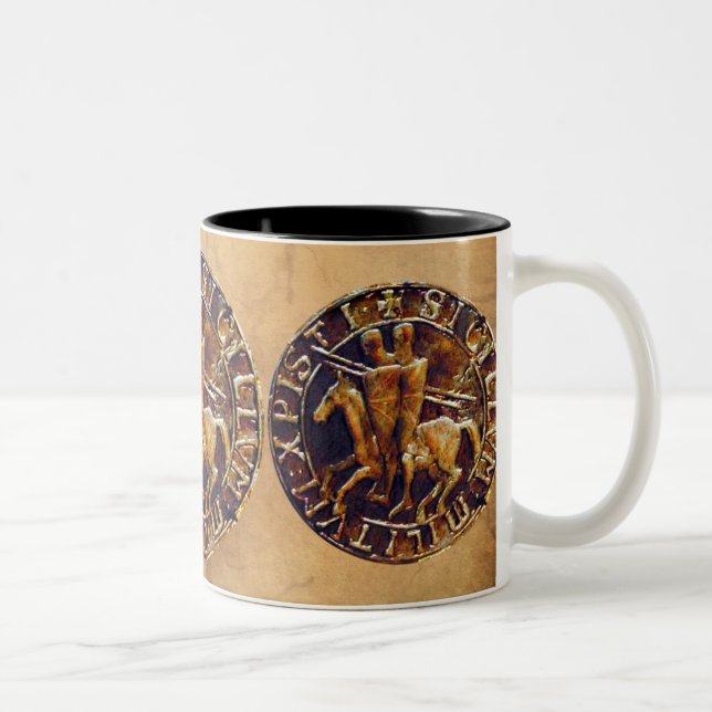 Tasse 2 Couleurs Sceau médiéval des Chevaliers Templiers Chevaux (Droit)