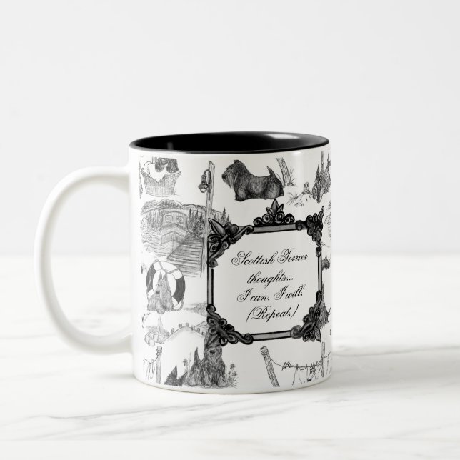 Tasse 2 Couleurs SCOTTISH Terrier Black Toile avec personnalisation (Gauche)