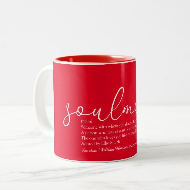 Tasse 2 Couleurs Script Love Coeur Soulmate Définition (Devant gauche)