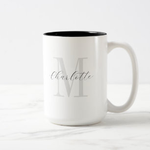 Tasse 2 Couleurs Script monogramme de nom personnalisé