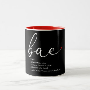 Tasse 2 Couleurs Script Red Love Heart Bae Définition Élégant