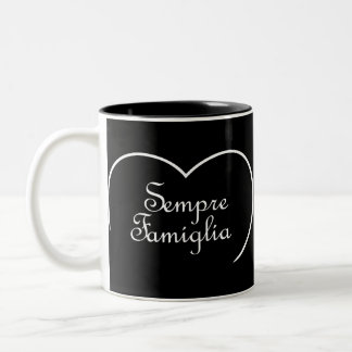 Tasse 2 Couleurs Sempre Famiglia Italien "Toujours Famille" Coeur