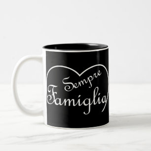 Tasse 2 Couleurs Sempre Famiglia - Toujours Famille - Écriture blan