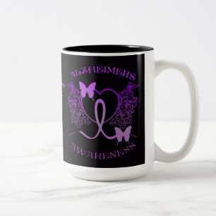Tasse 2 Couleurs Sensibilisation à l'Alzheimer Papillons pourpres M
