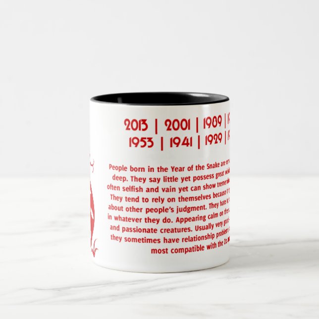 TASSE 2 COULEURS SERPENT CHINOIS DU ZODIAQUE PAPERCUT ILLUSTRÉ (Centre)