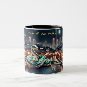 Tasse 2 Couleurs Serpent du Nouvel An chinois lunaire 2025 Annivers