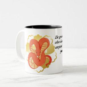 Tasse 2 Couleurs Serpent rouge sur une fleur d'or" Unique et luxu