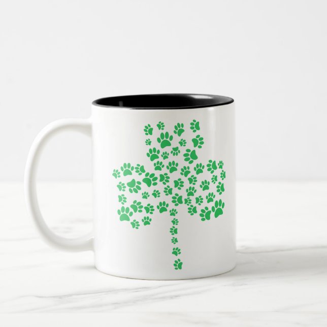 Tasse 2 Couleurs Shamrock Empreinte de patte de chien (Gauche)