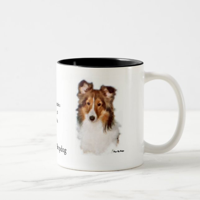 Tasse 2 Couleurs Shetland Sheepdog Sheltie Art Cadeaux (Droit)