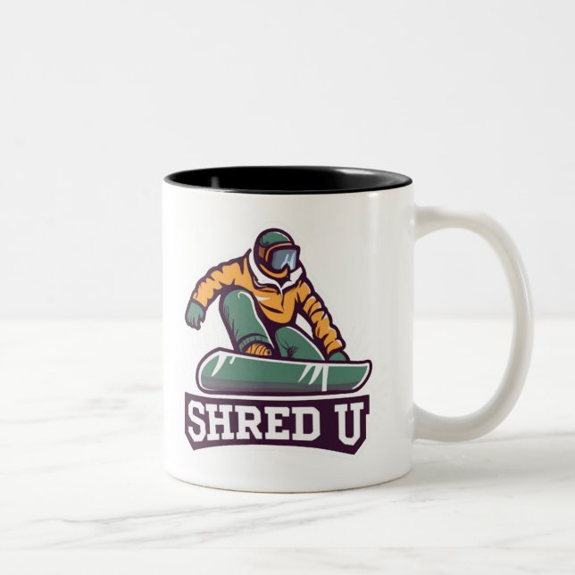 Tasse 2 Couleurs Shred University Snowboard (Droit)