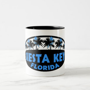 Tasse 2 Couleurs Siesta Key Florida bleu palmiers noirs