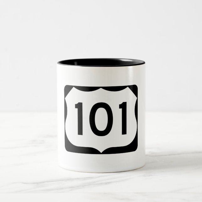 Tasse 2 Couleurs Signe de l'itinéraire 101 des USA (Centre)