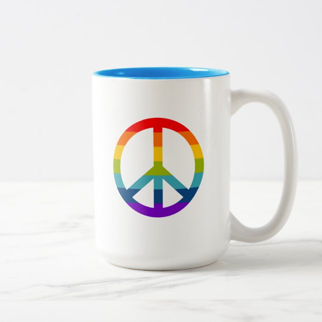 Tasse 2 Couleurs Signe de paix arc-en-ciel (Droit)