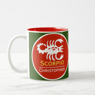 Tasse 2 Couleurs Signe du zodiaque Scorpion avec le nom du propriét