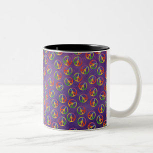 Tasse 2 Couleurs Signes De Paix De Teinture Sur Violet