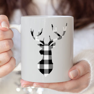 Tasse 2 Couleurs Silhouette de cerfs communs de Noël de plaid de