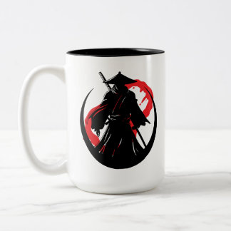 Tasse 2 Couleurs Silhouette de guerrier samouraï japonais