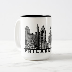 Tasse 2 Couleurs Silhouette de l'horizon de Philadelphie 