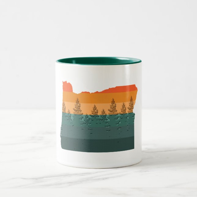Tasse 2 Couleurs Silhouette de l'Oregon (Centre)