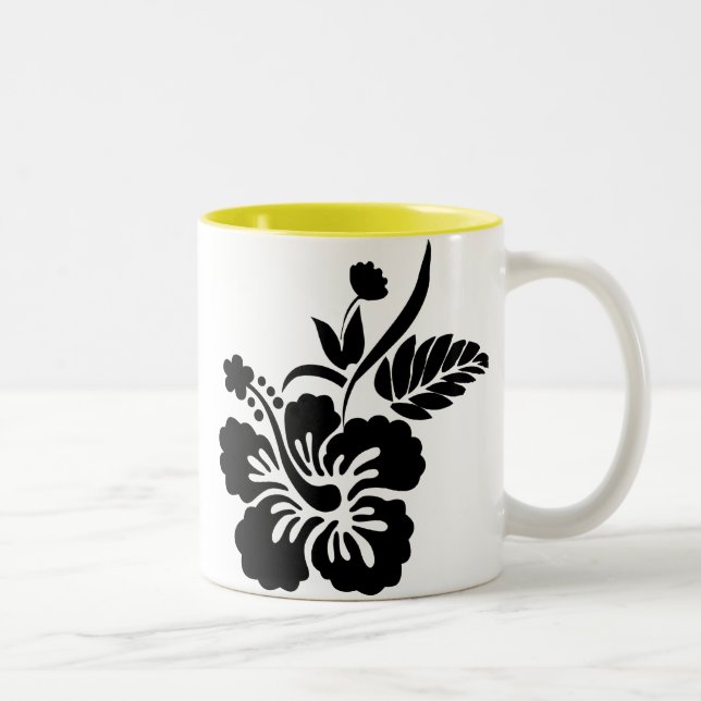 Tasse 2 Couleurs Silhouette des fleurs hawaïennes (Droit)