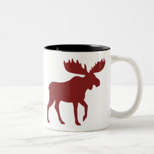 Tasse 2 Couleurs Silhouette d'orignal rouge   Country Holiday Wildl