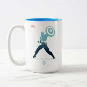 Tasse 2 Couleurs Silhouette héroïque de Captain America