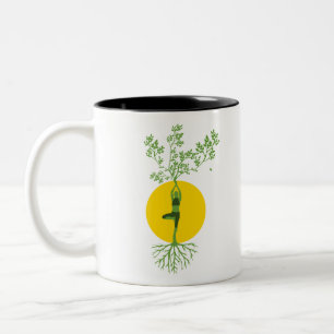 Tasse 2 Couleurs Silhouette Woman Tree Yoga Meditation