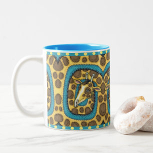 TASSE 2 COULEURS SILLEMENT GIRAFFE LONG COU ET SPOTS, FUNNY FOLK AR