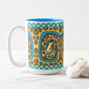 TASSE 2 COULEURS SILLEMENT GIRAFFE LONG COU ET SPOTS, FUNNY FOLK AR