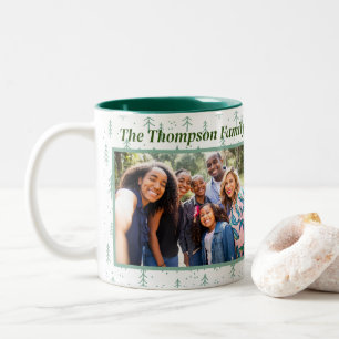 Tasse 2 Couleurs Simplante Green Christmas Tree Family Photo