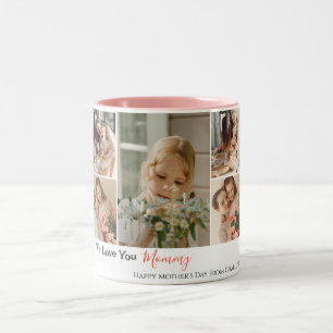 Tasse 2 Couleurs Simple Elégant Mothers Day Photo Collage