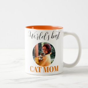 Tasse 2 Couleurs Simple mignonne Monde meilleur chat maman photo